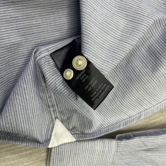 New John Varvatos Mens XL Light Blue Pin Stripes Seersucker Button Shirt O - Picture 8 of 9